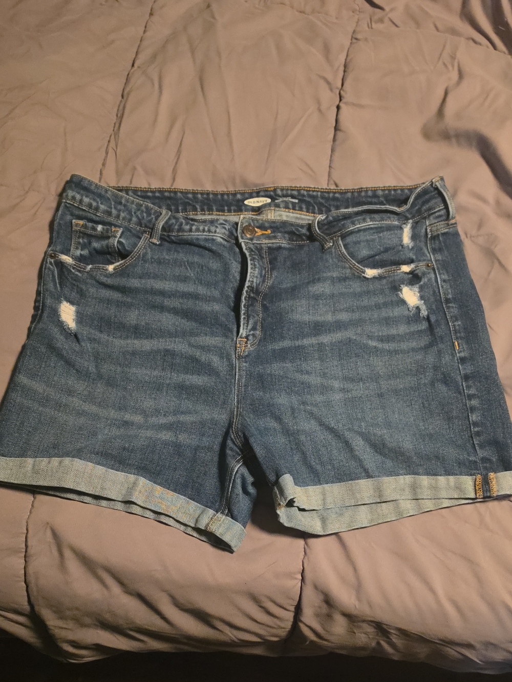 Old Navy Distressed Roll-Cuff Denim Shorts - Blue